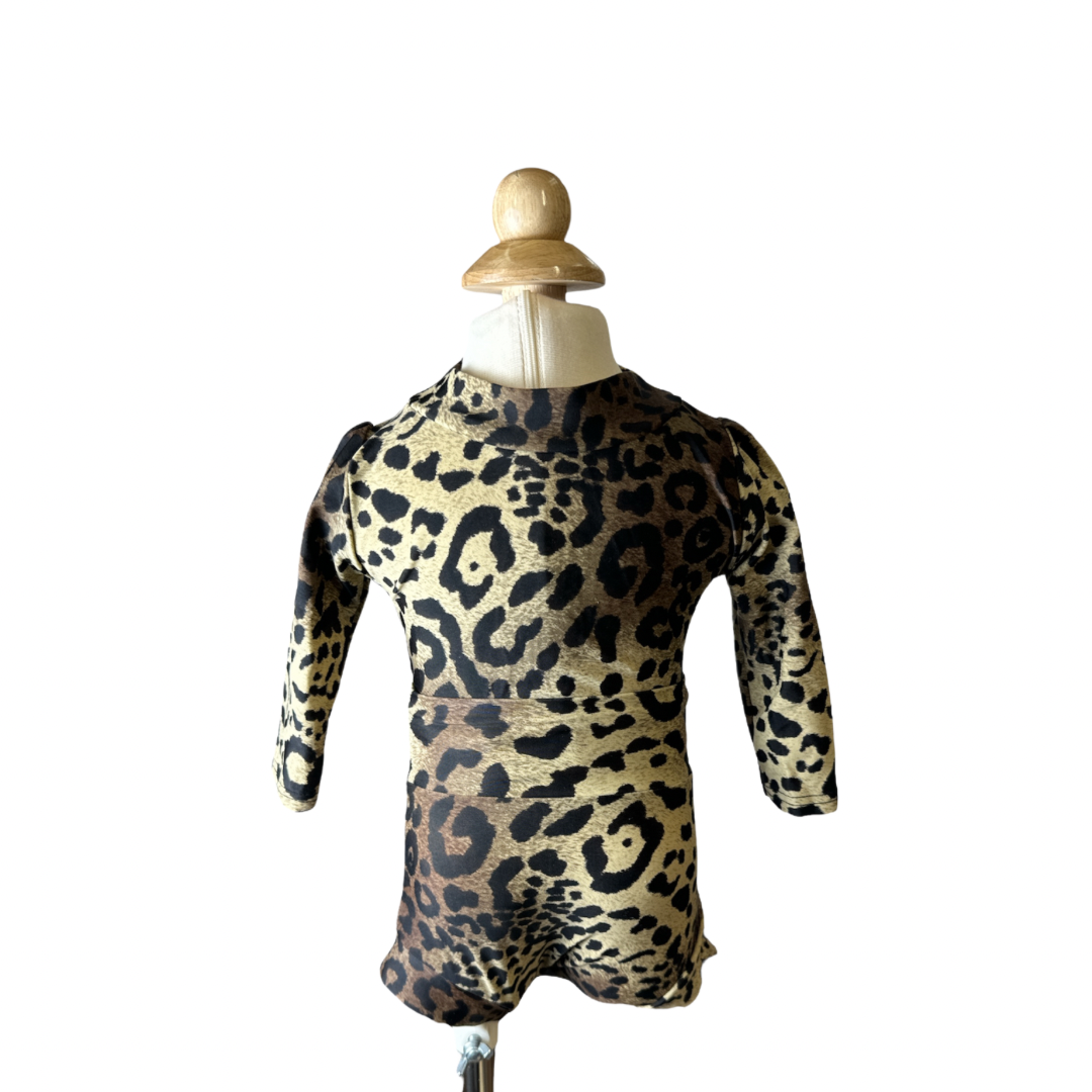 Cheetah Two Piece Long Sleeve Shorts Swimwear