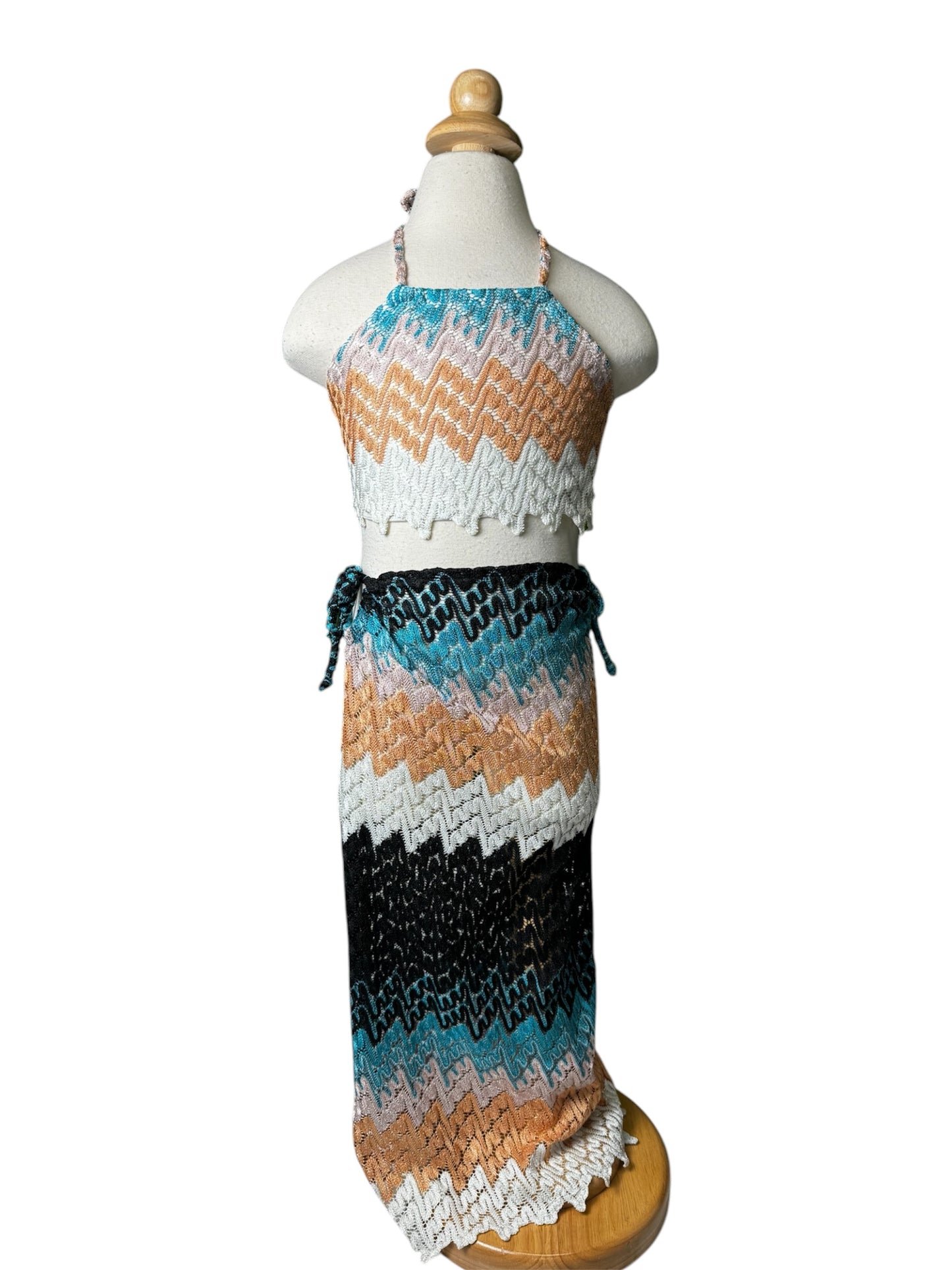 Chevron Zigzag Long Maxi Cut Out Skirt