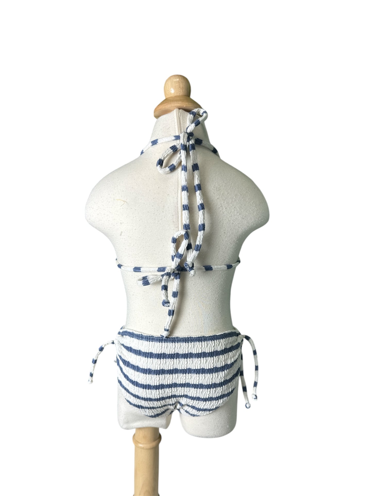 Blue/White Crinkle Classic Triangle Bikini Swimwear