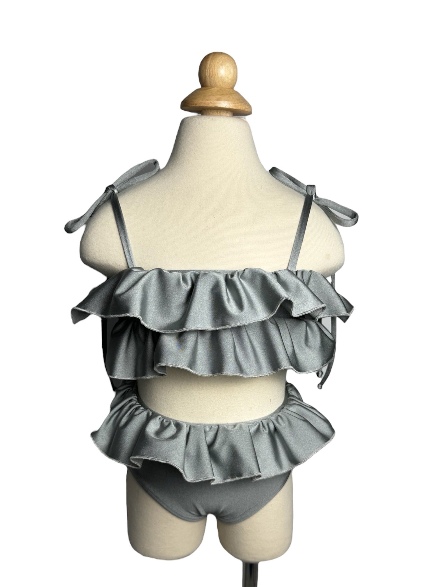 Neutral Two Piece Ruffle Bandeau Bikini Swimwear
