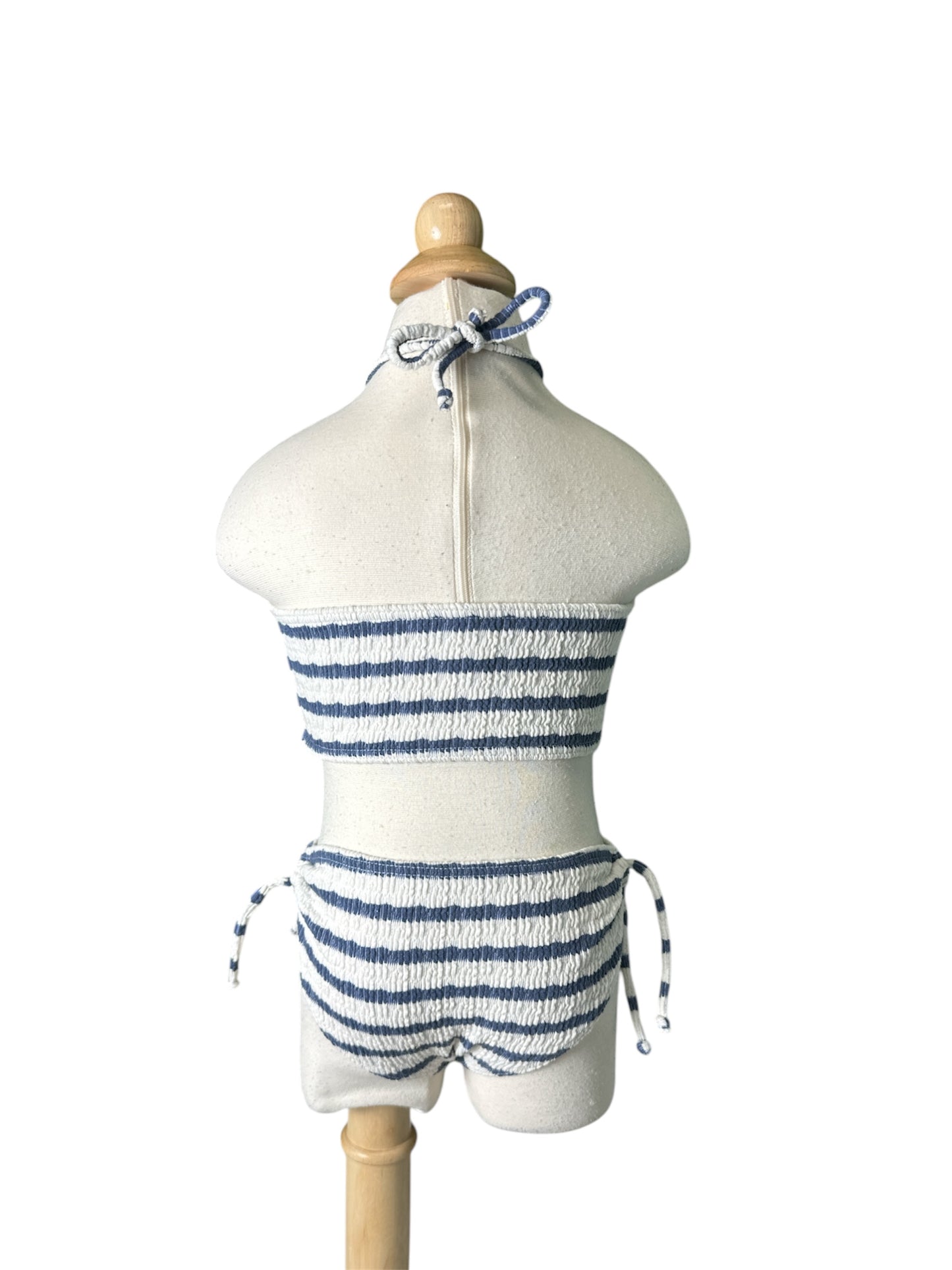 Blue/White Crinkle Strips Classic Triangle Bikini Swimwear