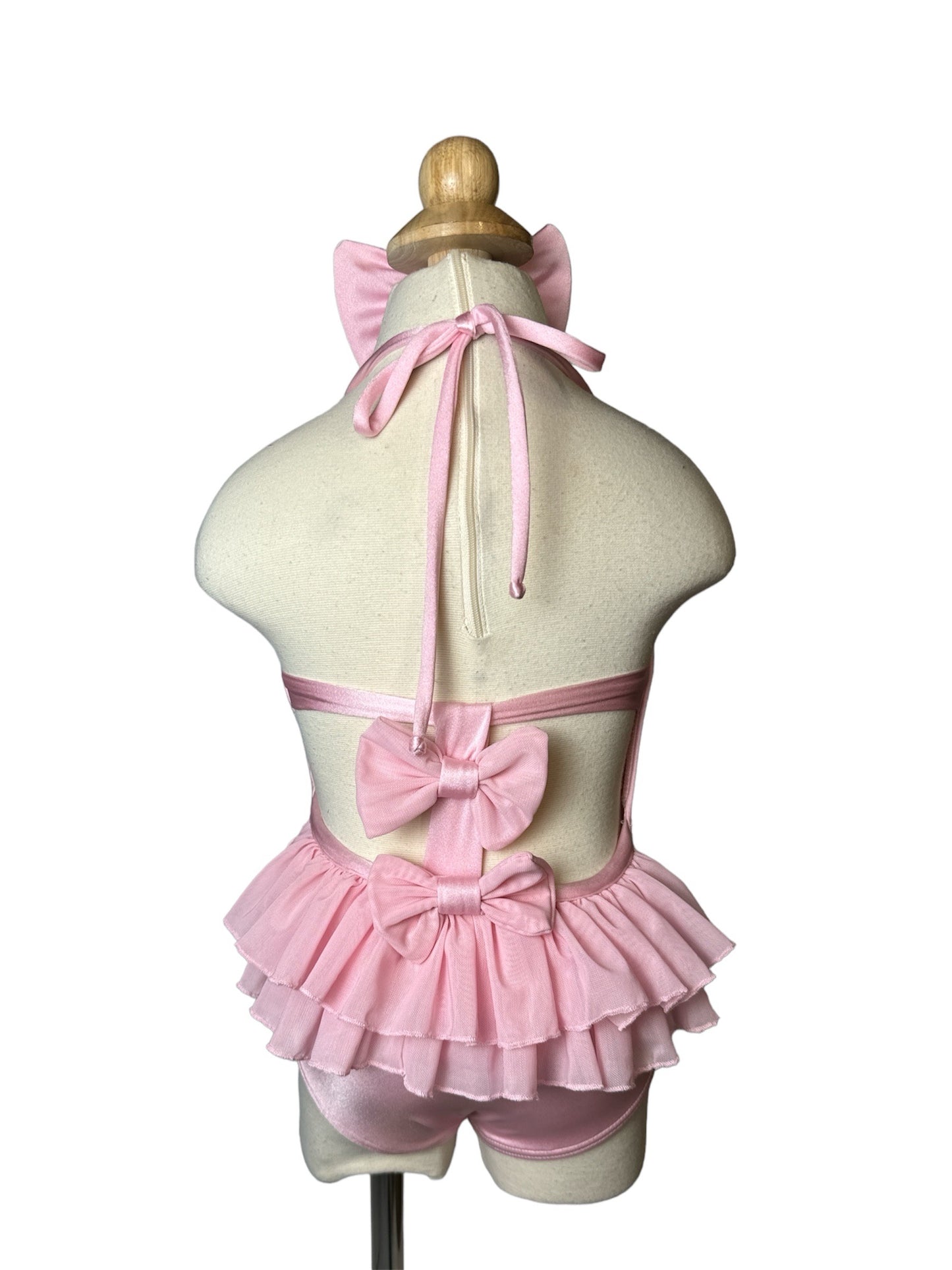 Cotton Candy Pink One Piece Open Back Bows Swimwear
