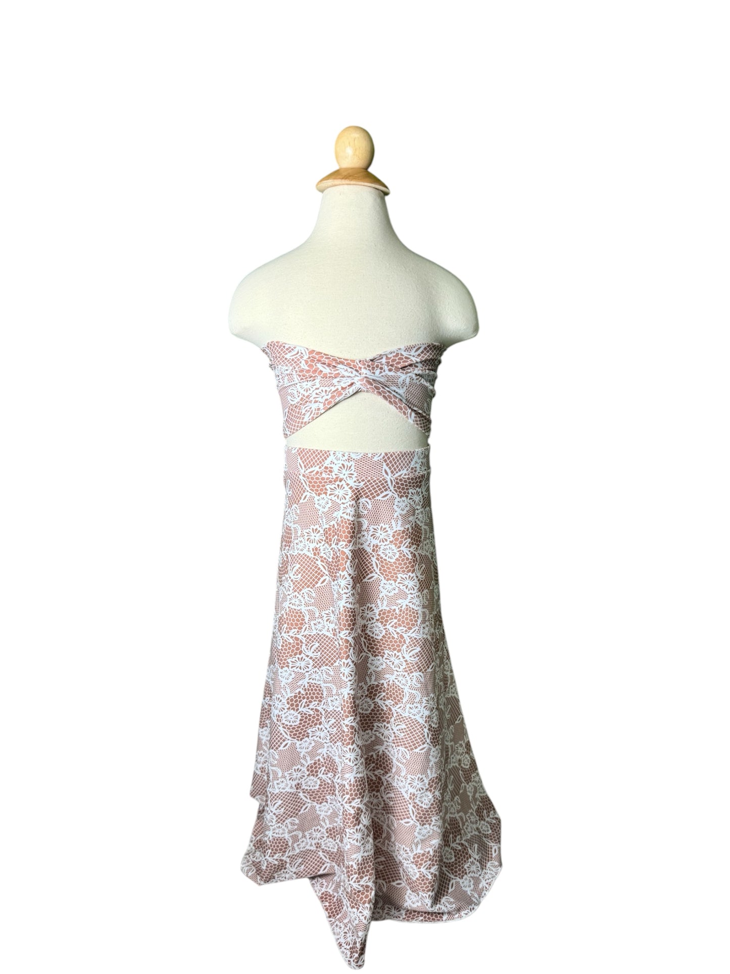 Cosmos Criss Cross Bandeau High Waist Long Flare Skirt