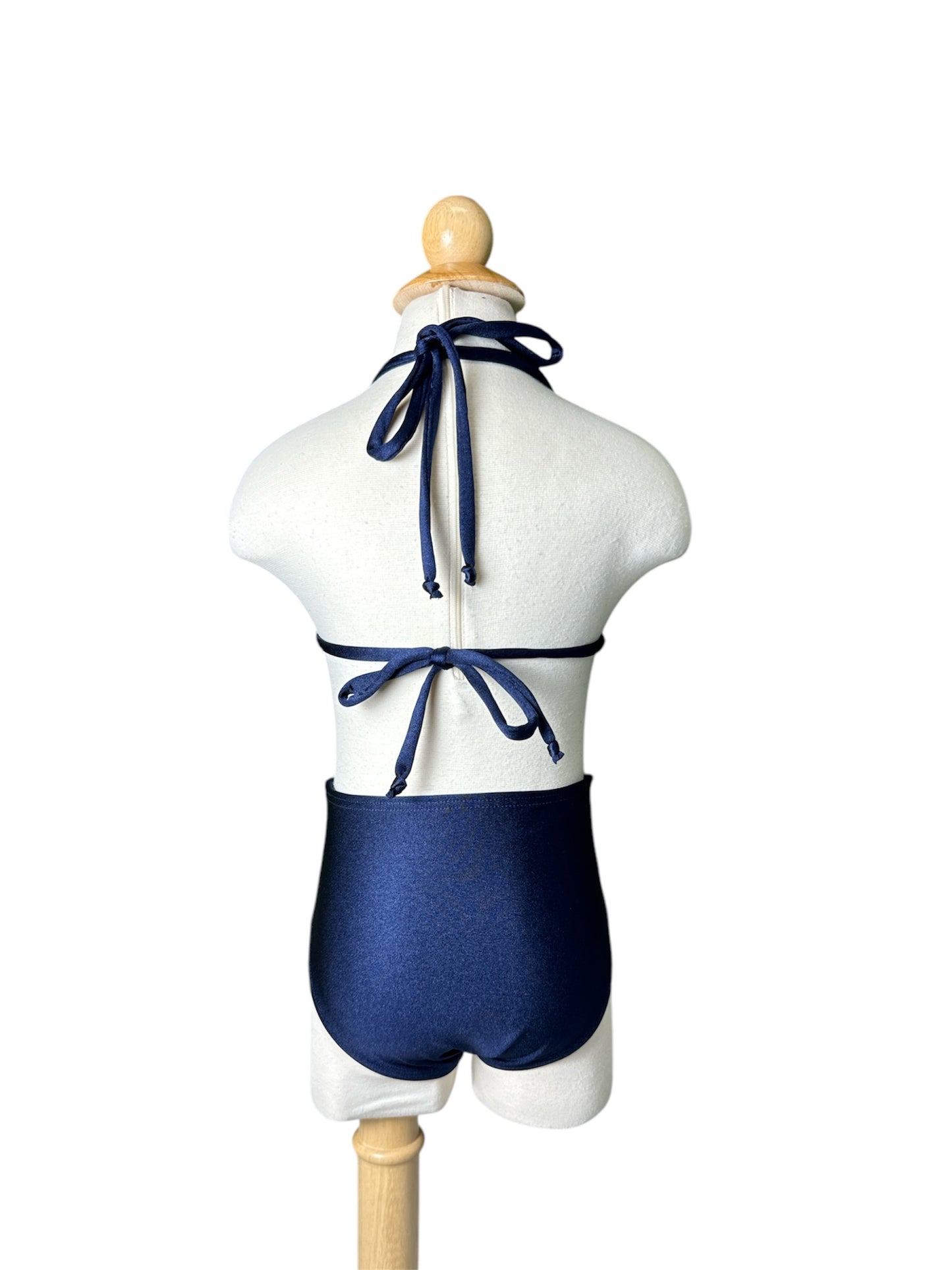 Floral Poppy Navy Lace Triangle High Waist Swimwear