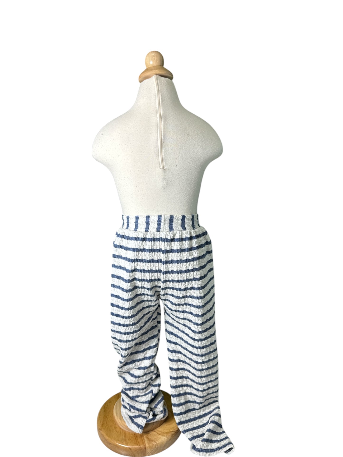 Blue/White Crinkle Hem Beach Pants