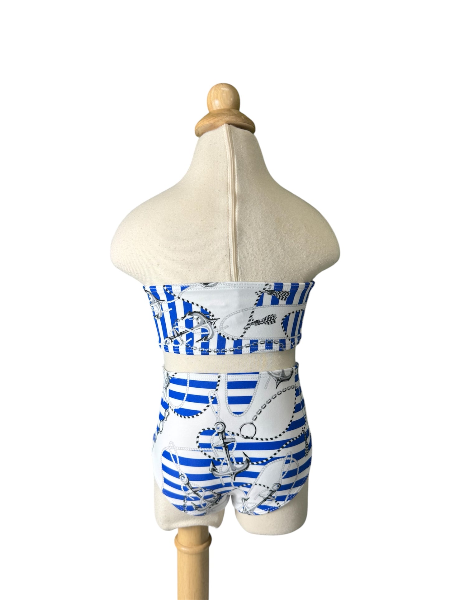 Blue Anchor Bandeau High Waist Swimwear