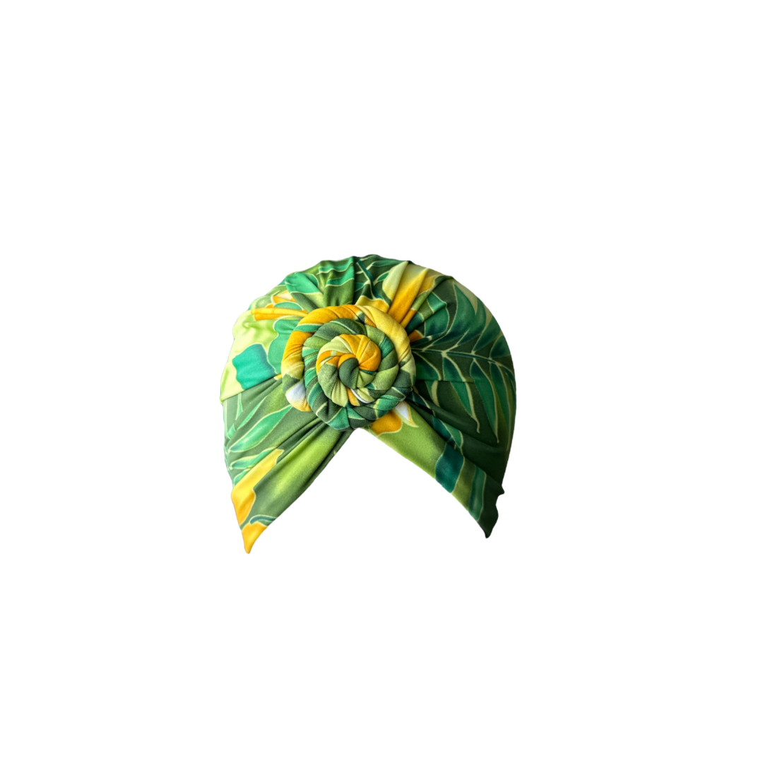 Green Floral Two Piece Halter High Waist Swimwear