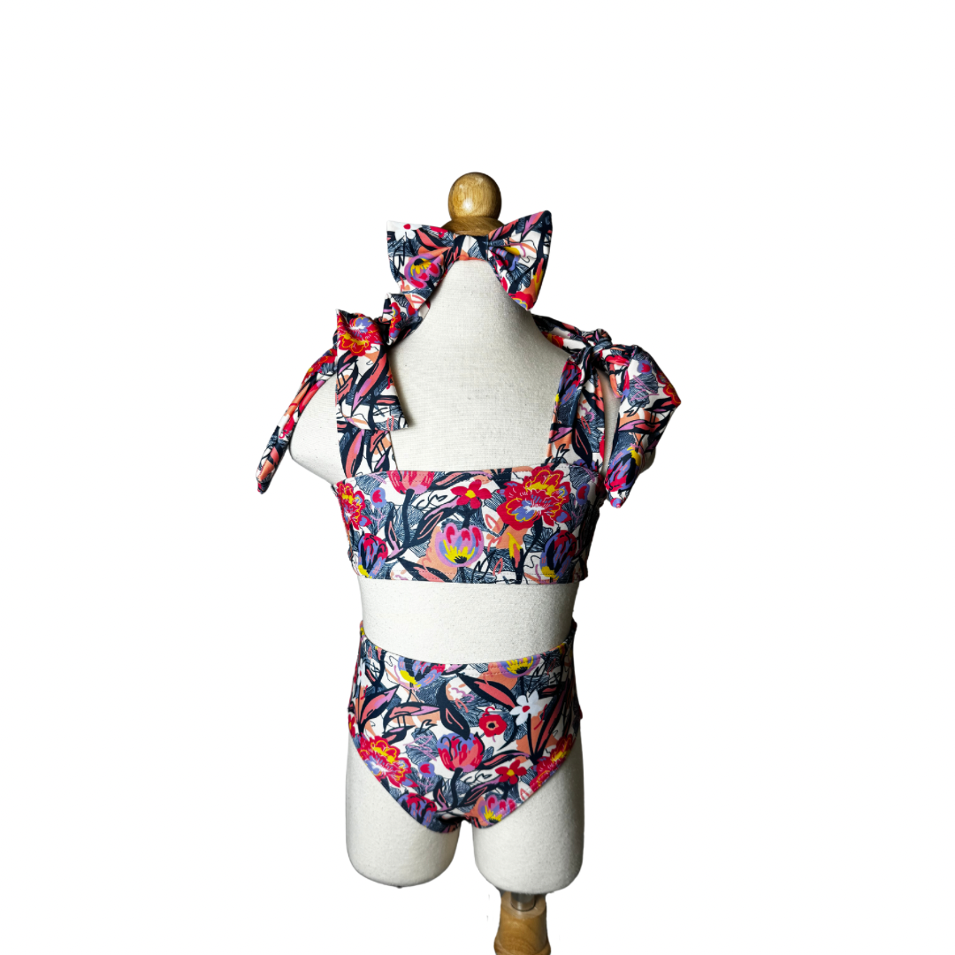 Bloom Two Piece Bandeau High Waist Swimwear – Swim KK Baby