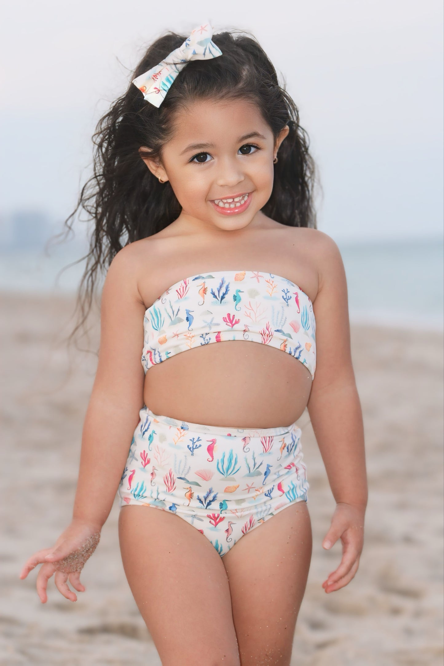 Starfishes & Seahorses Two Piece Bandeau High Waist Swimwear