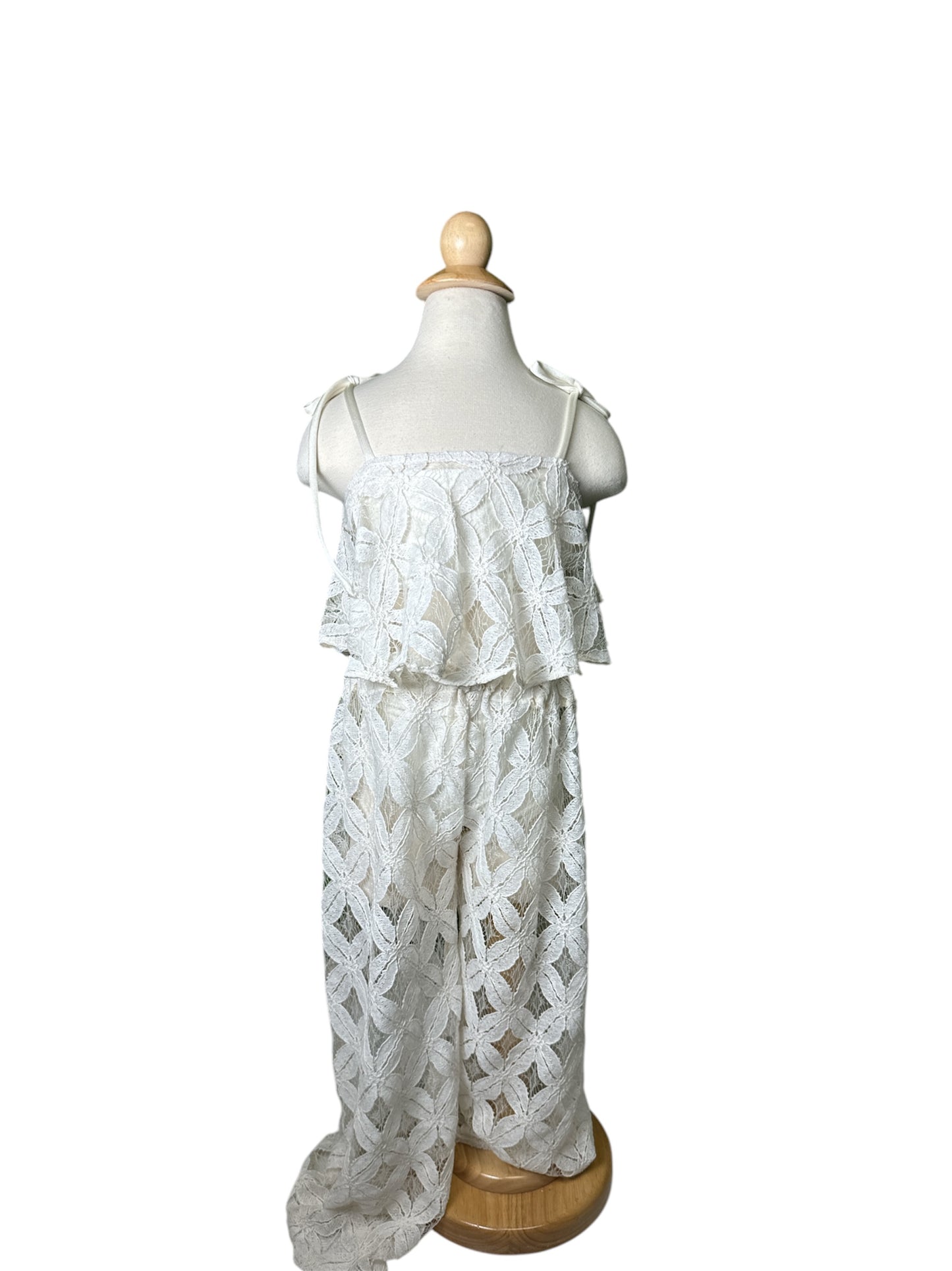 Two Piece Cream Star Shell Lace Pant With Bell Top Shirt