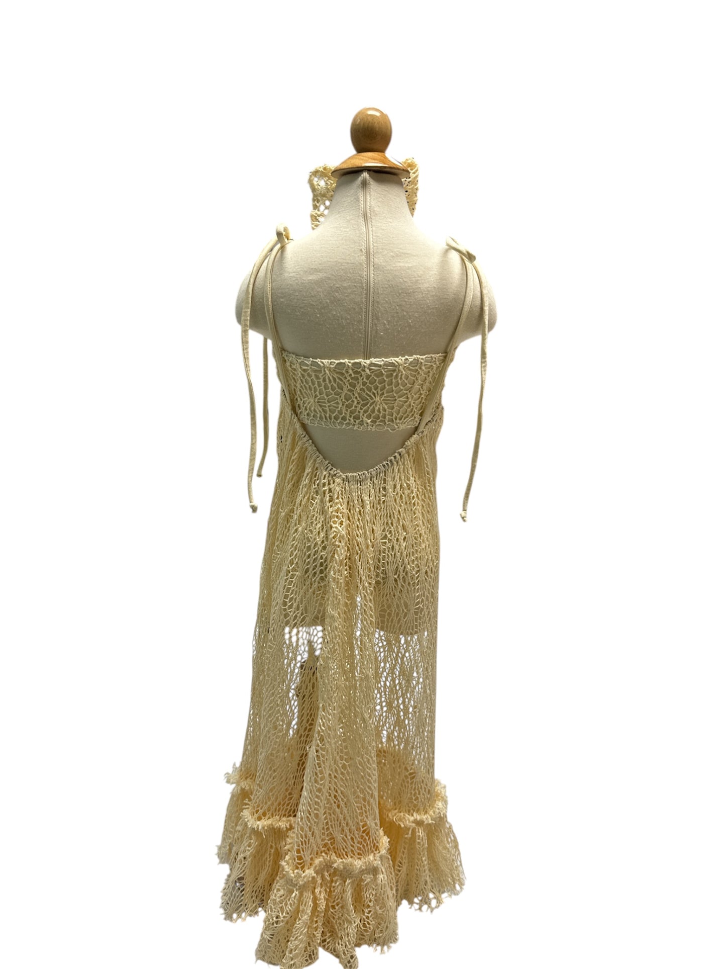 Three Piece Cream Knit Dress Bandeau High Waist