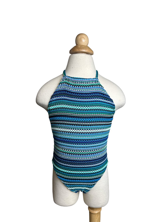 Blue Strips Knit One Piece Swimwear