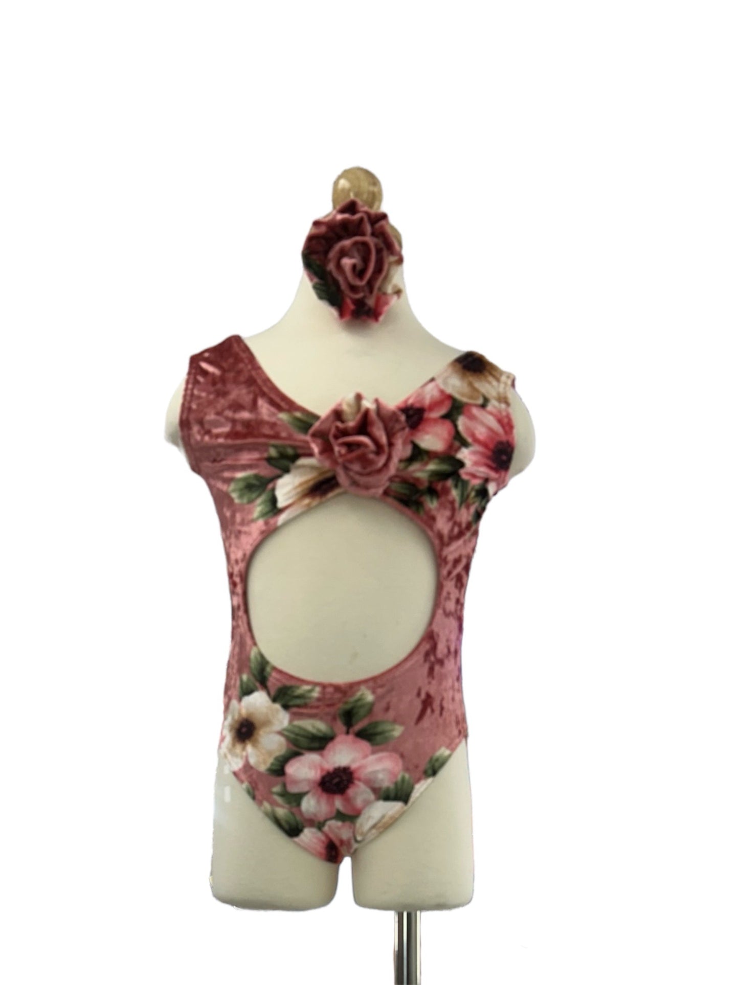 Velvet Rosette One Piece Cut Out Swimwear