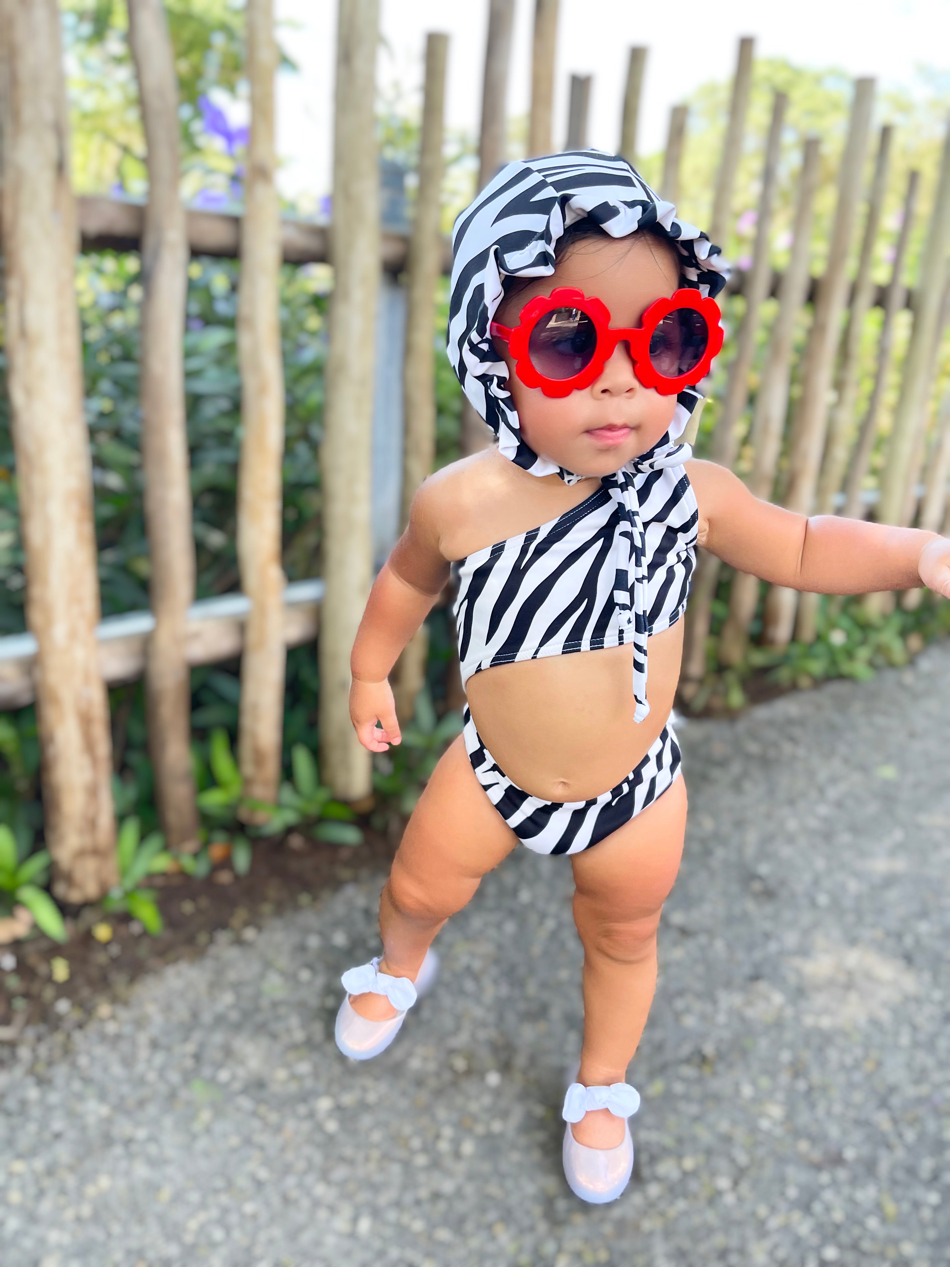 Zebra One Piece Cut Out Swimwear