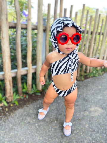 Zebra One Piece Cut Out Swimwear