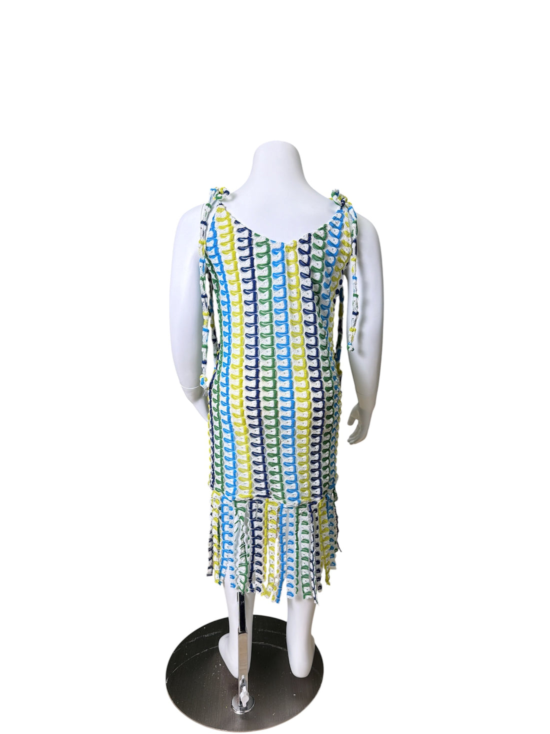Short Sleeve Tie Fringe Dress