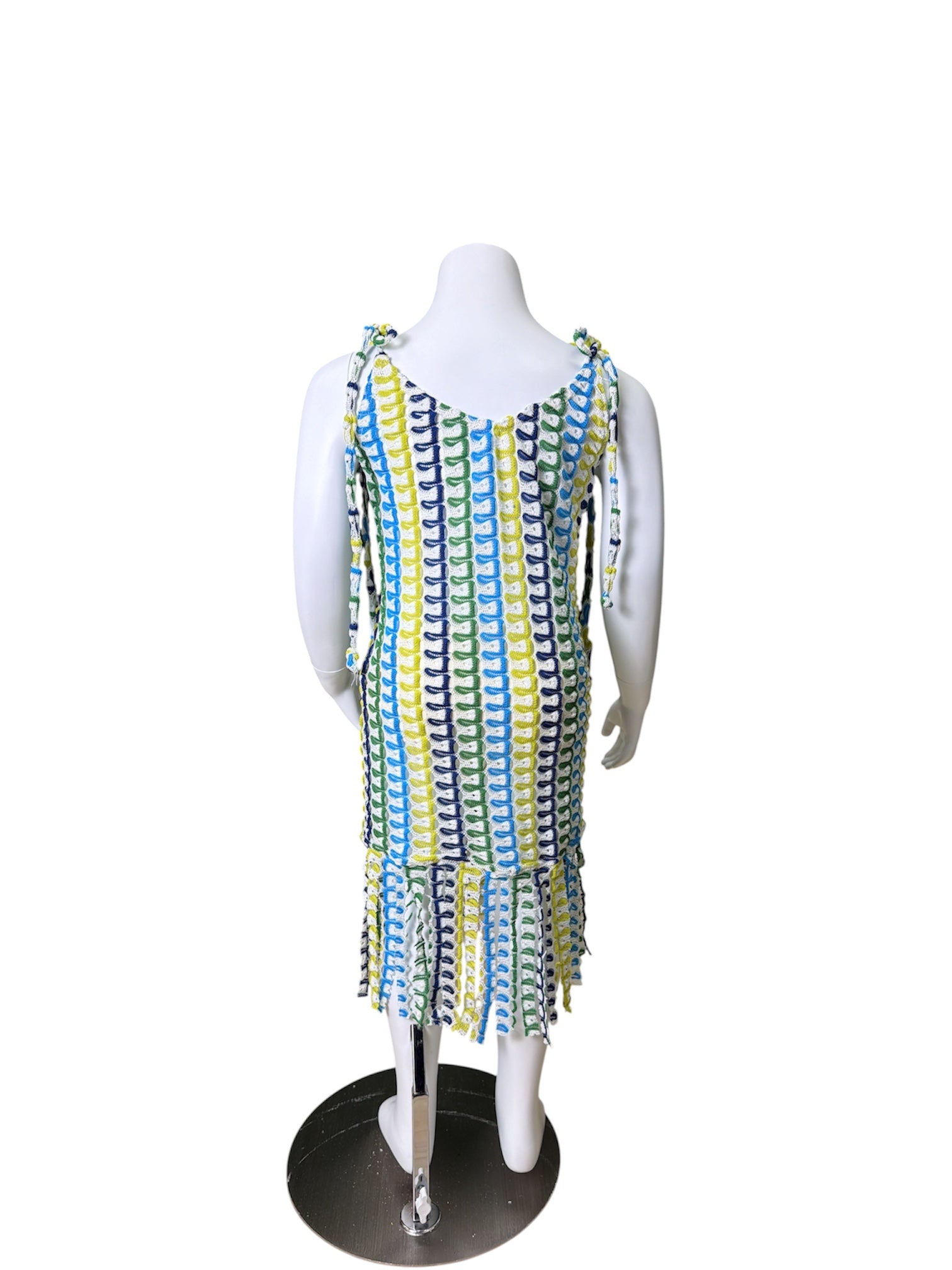 Short Sleeve Tie Fringe Dress