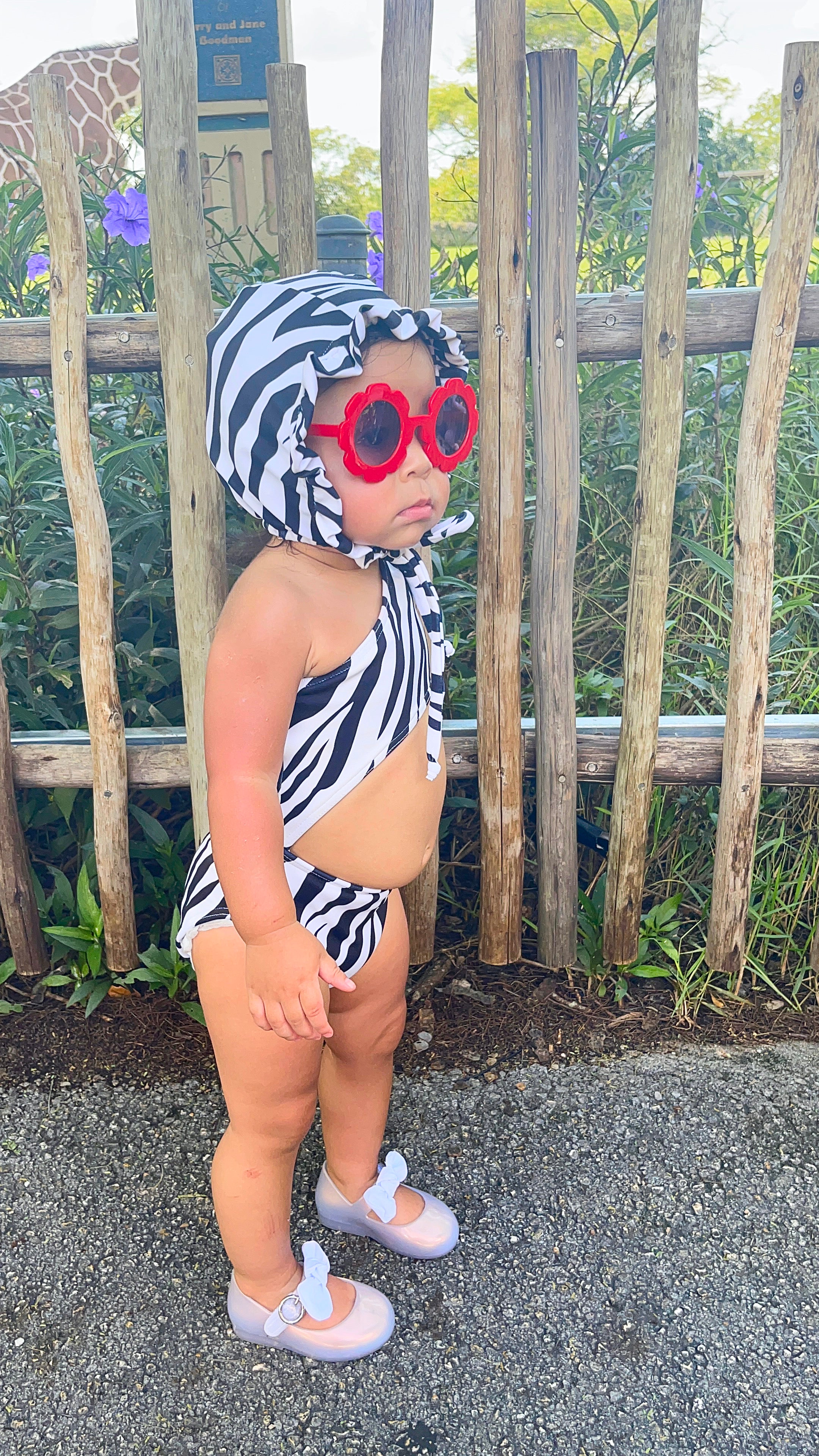 Zebra One Piece Cut Out Swimwear