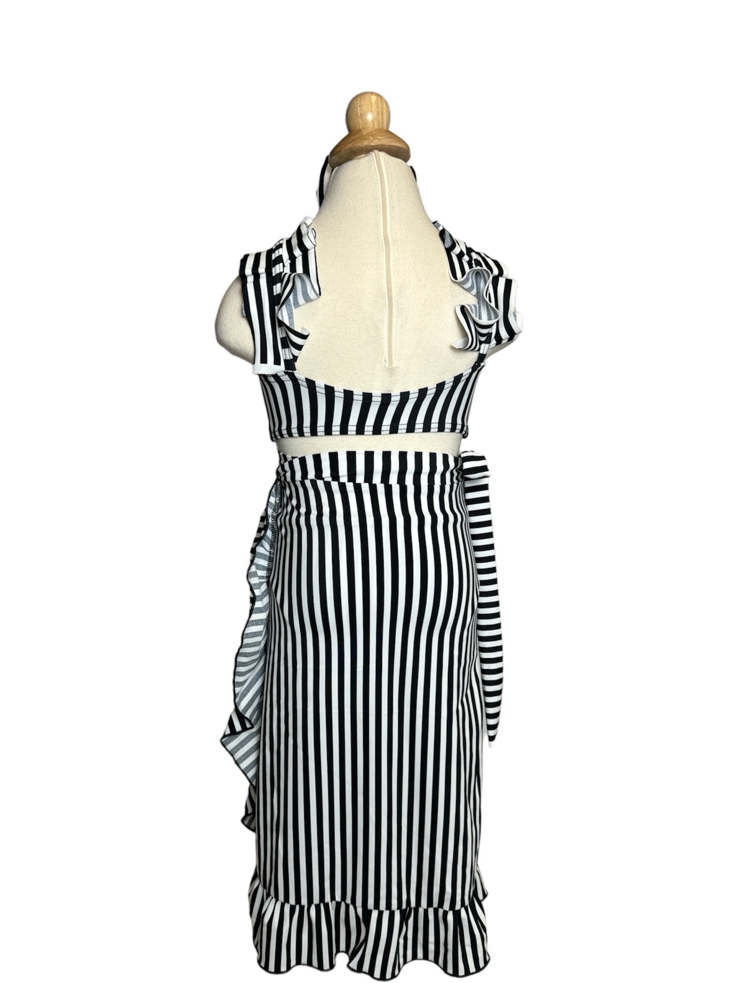 Black & White Striped Resort Wear Skirt