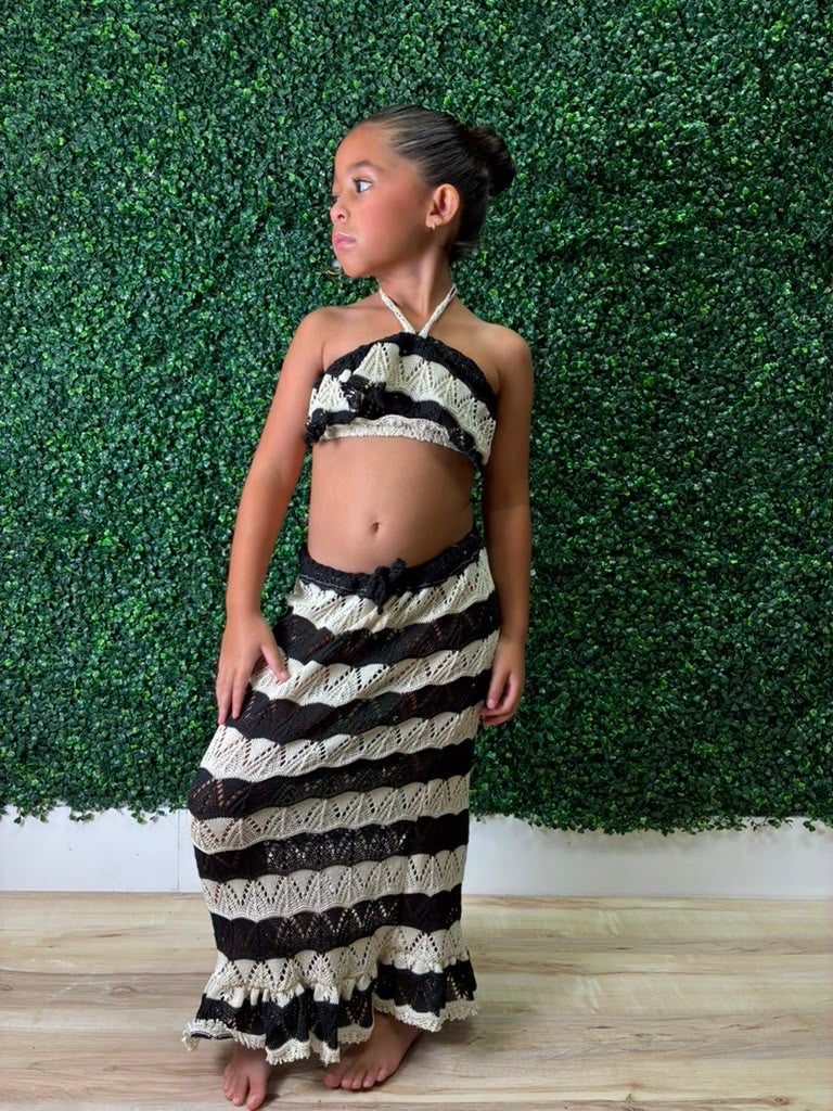 Crochet Ruffle Bandeau Skirt Resort Set