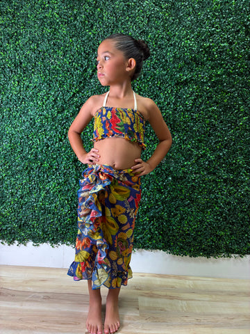 Smocked Bandeau High Waist Ruffle  Sarong