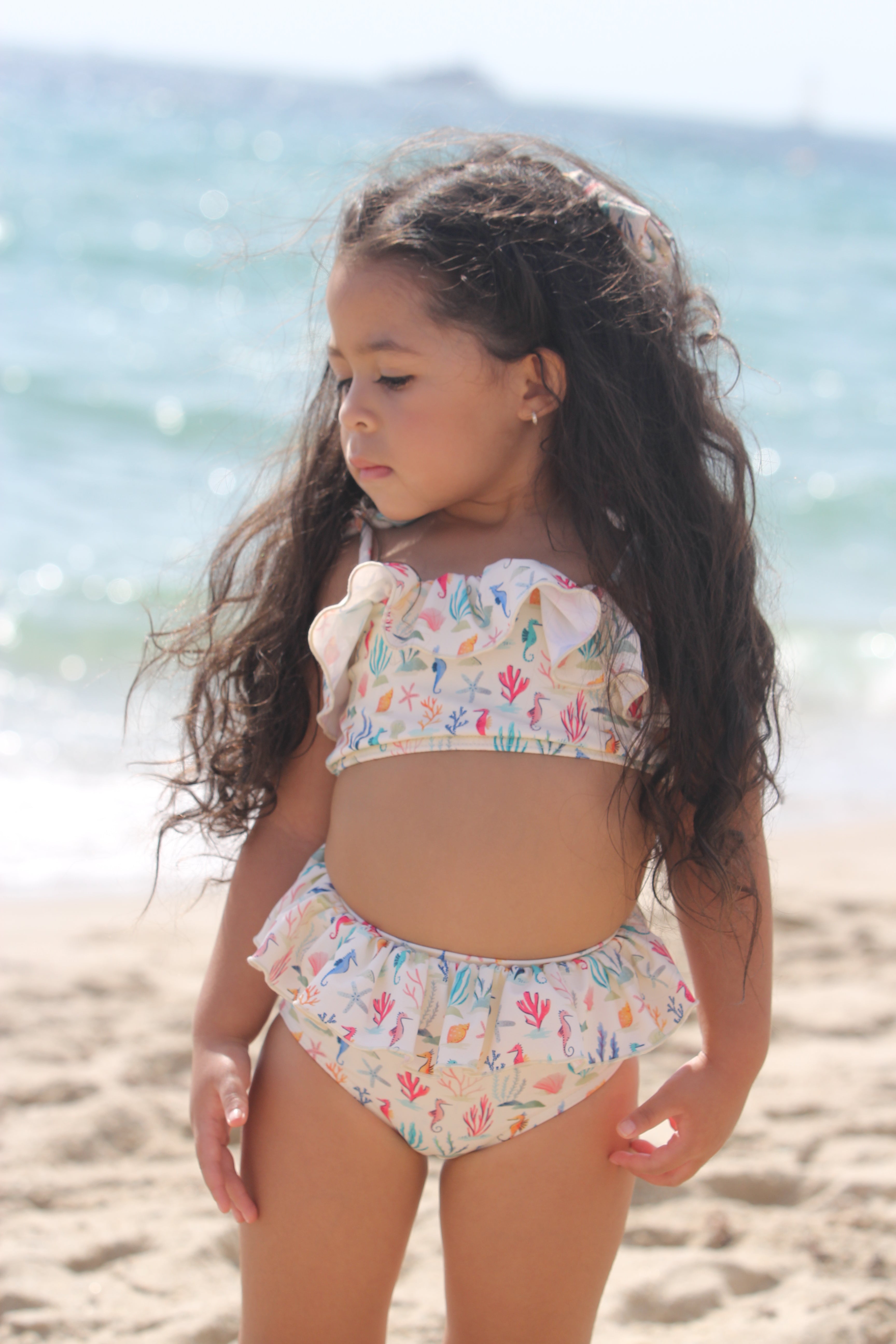 Two Piece Ruffle Bandeau High Waist Swimwear
