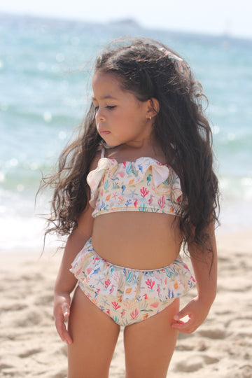 Two Piece Ruffle Bandeau High Waist Swimwear