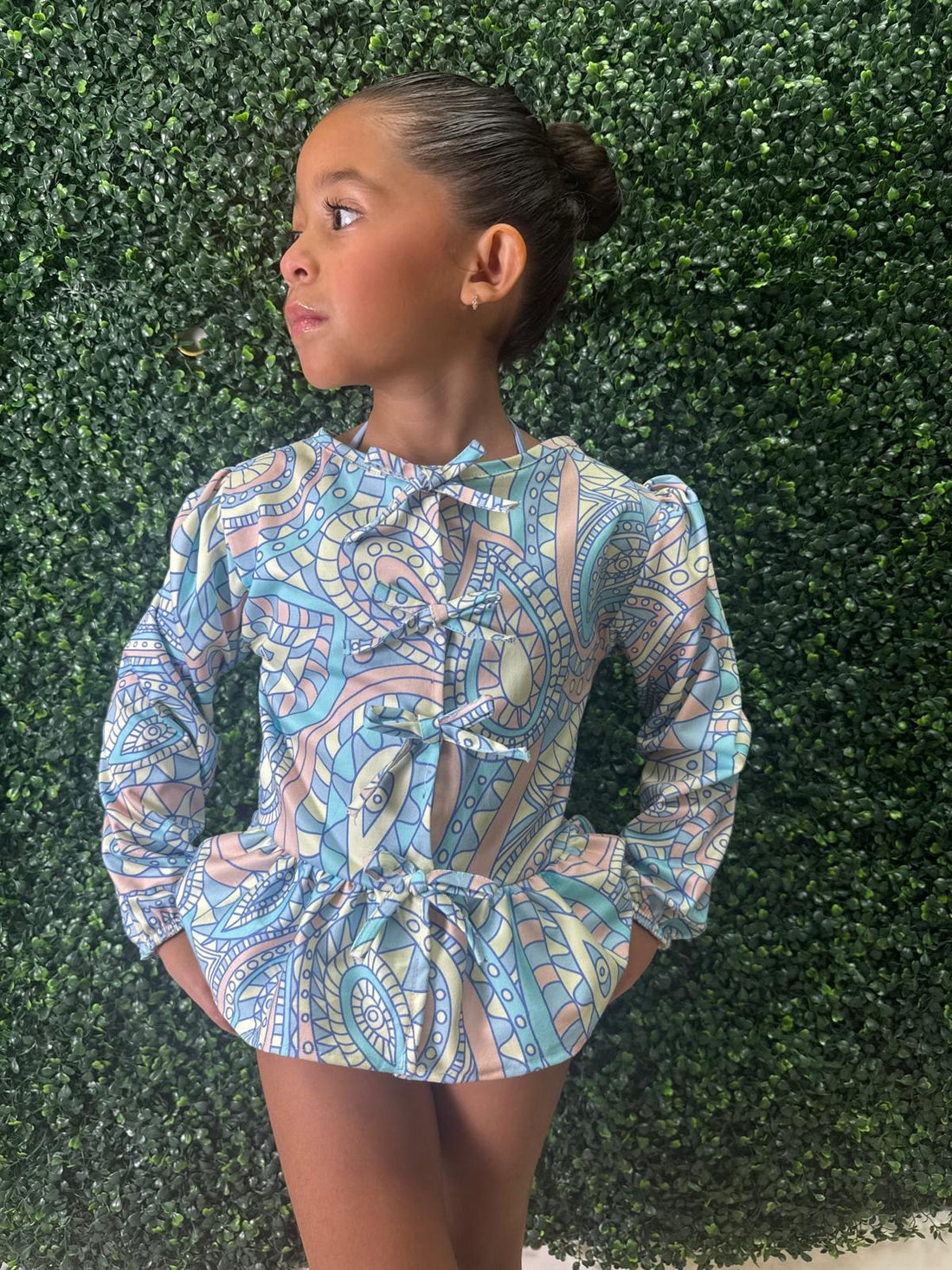 Long Sleeve Bow Button Blouse