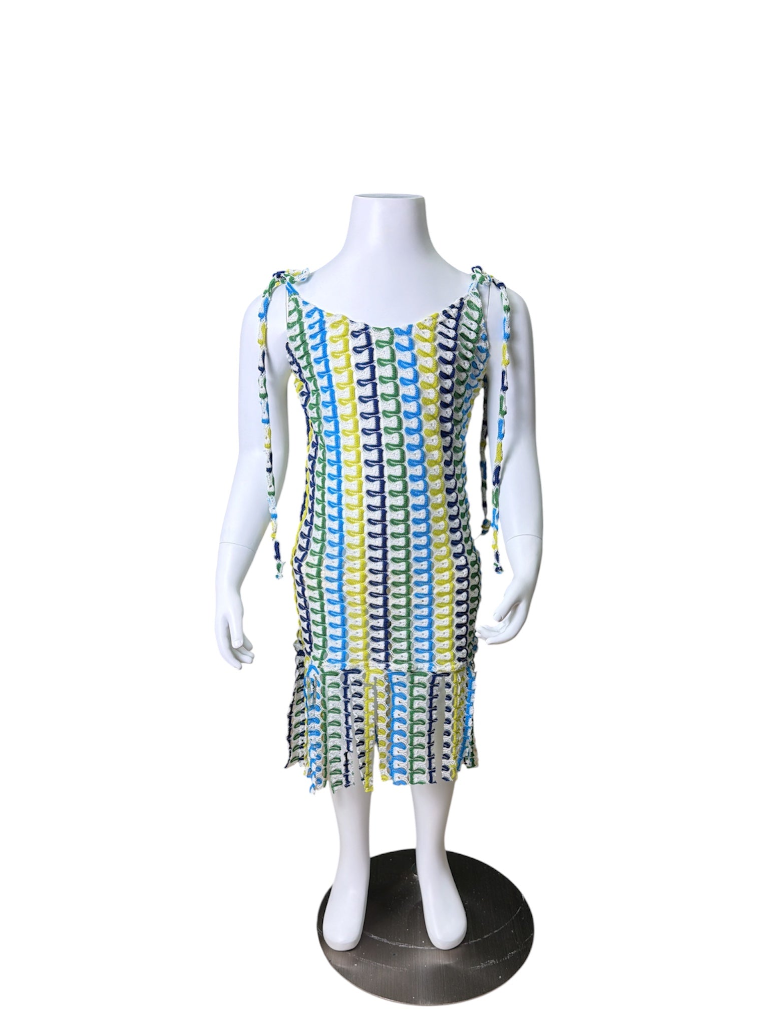 Short Sleeve Tie Fringe Dress
