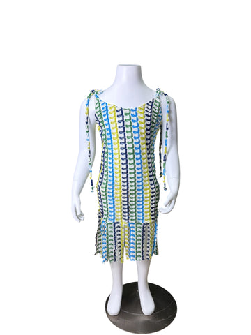 Short Sleeve Tie Fringe Dress