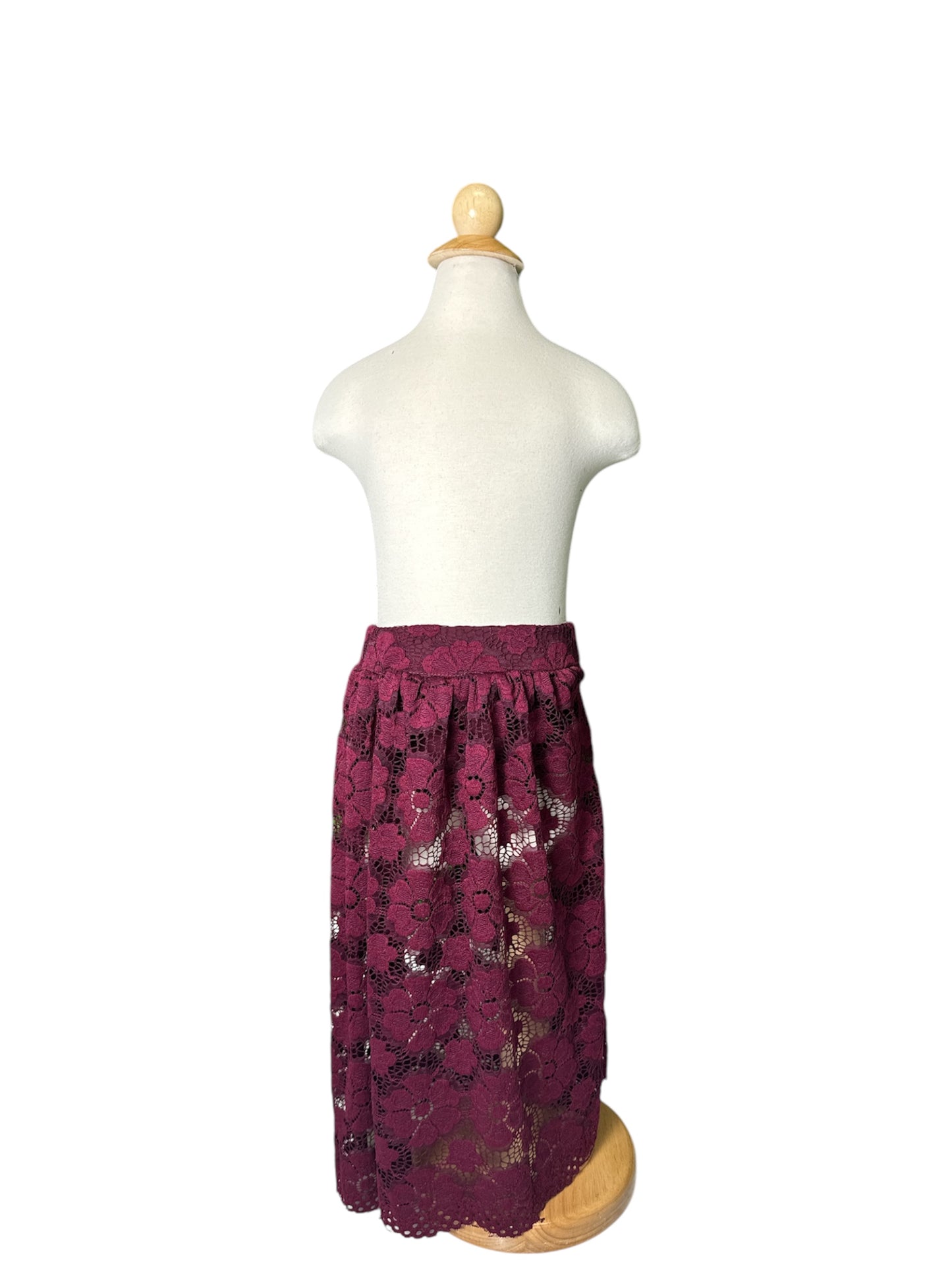 Floral Poppy Burgundy Long Skirt