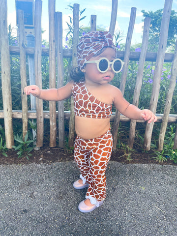 Giraffe One Shoulder Top Leggings Set