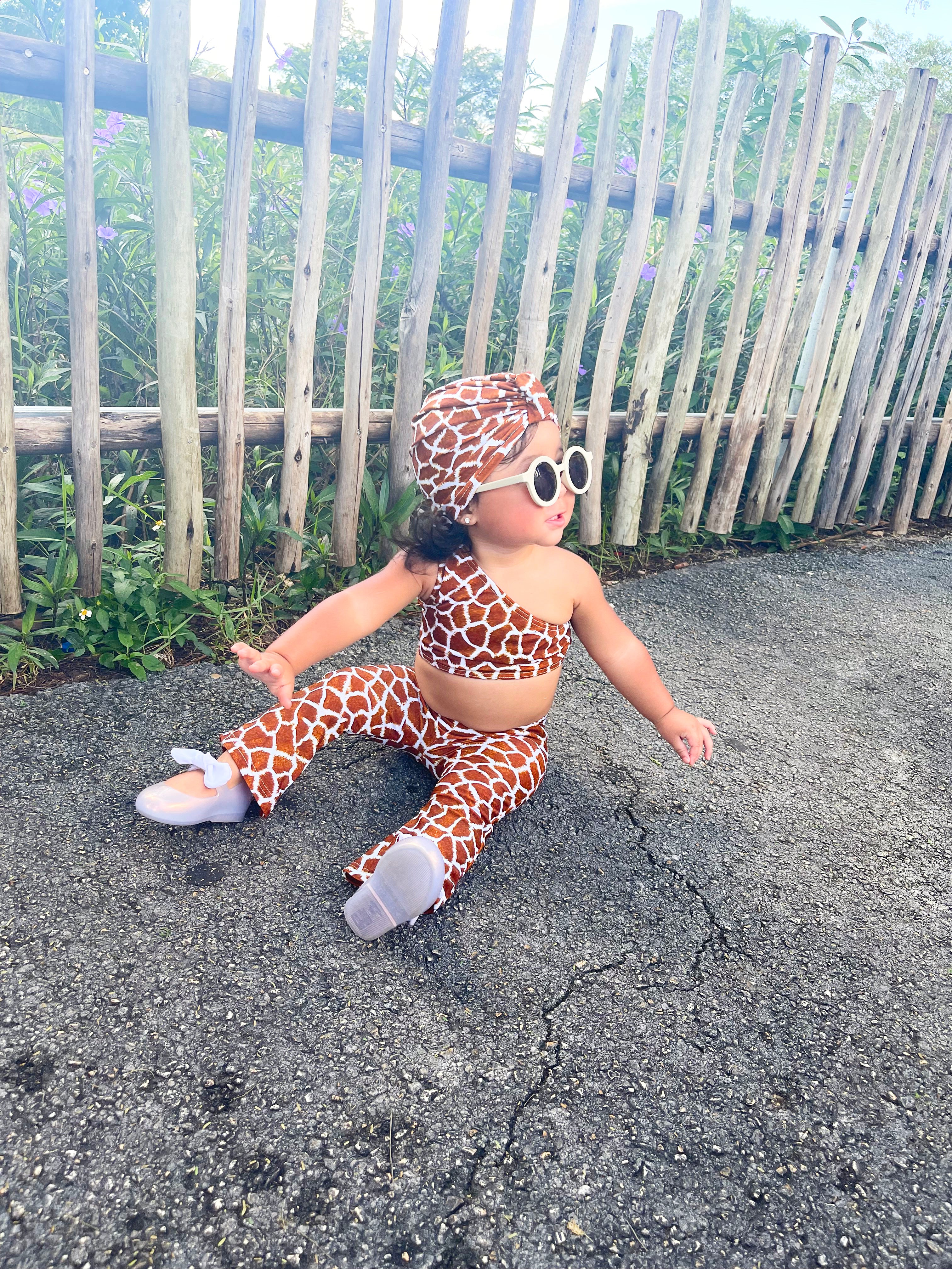 Giraffe One Shoulder Top Leggings Set