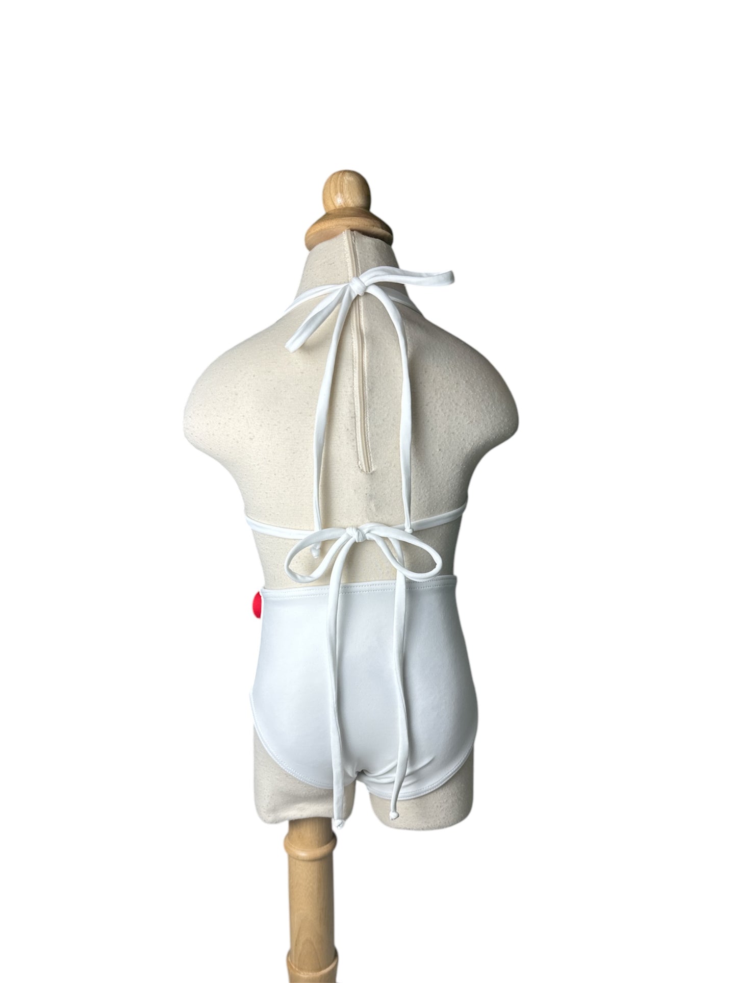 White Rosette Classic Triangle High Waist Swimwear