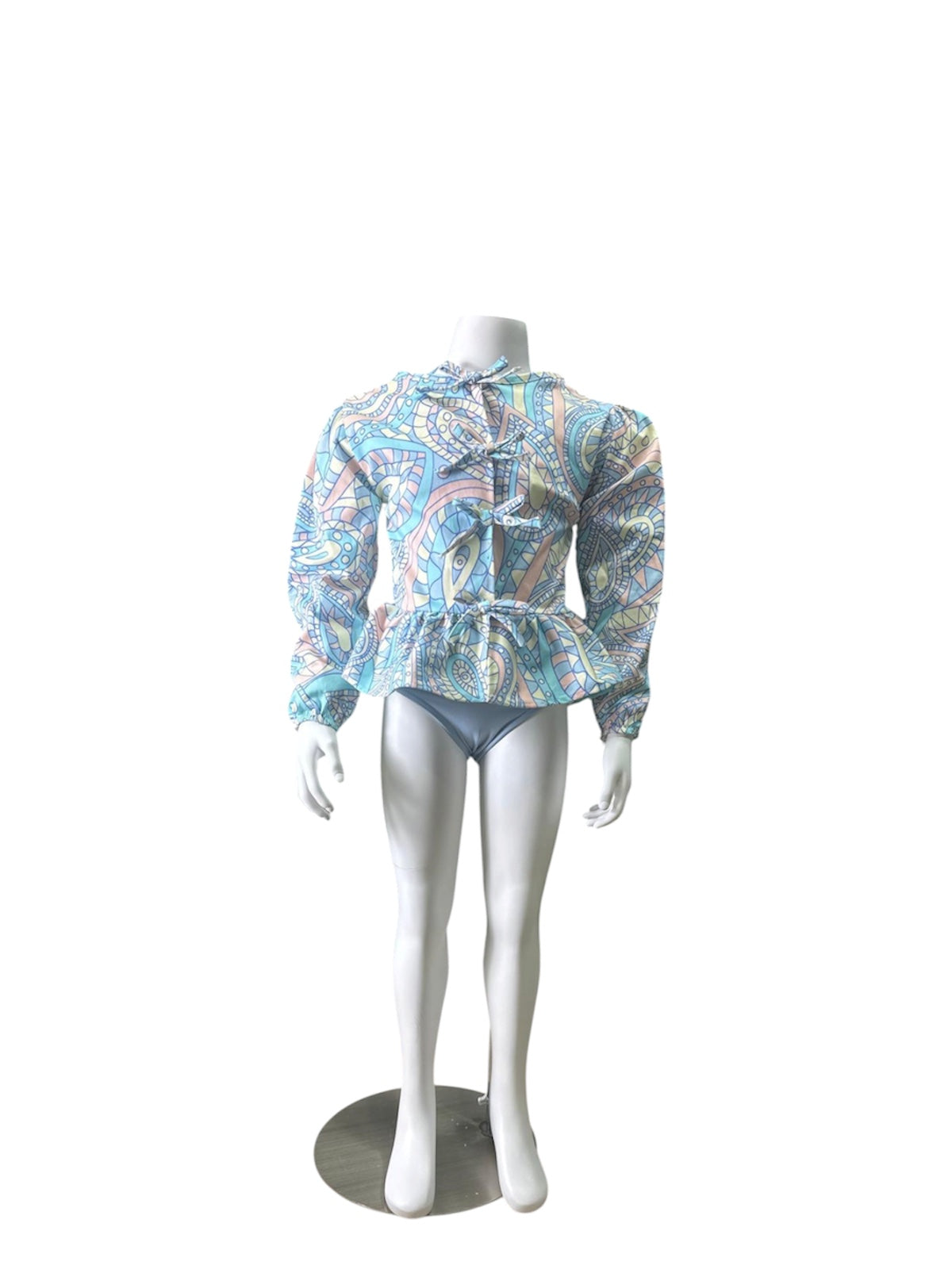 Long Sleeve Bow Button Blouse
