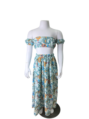 Floral Bandeau Long Skirt Resort Set