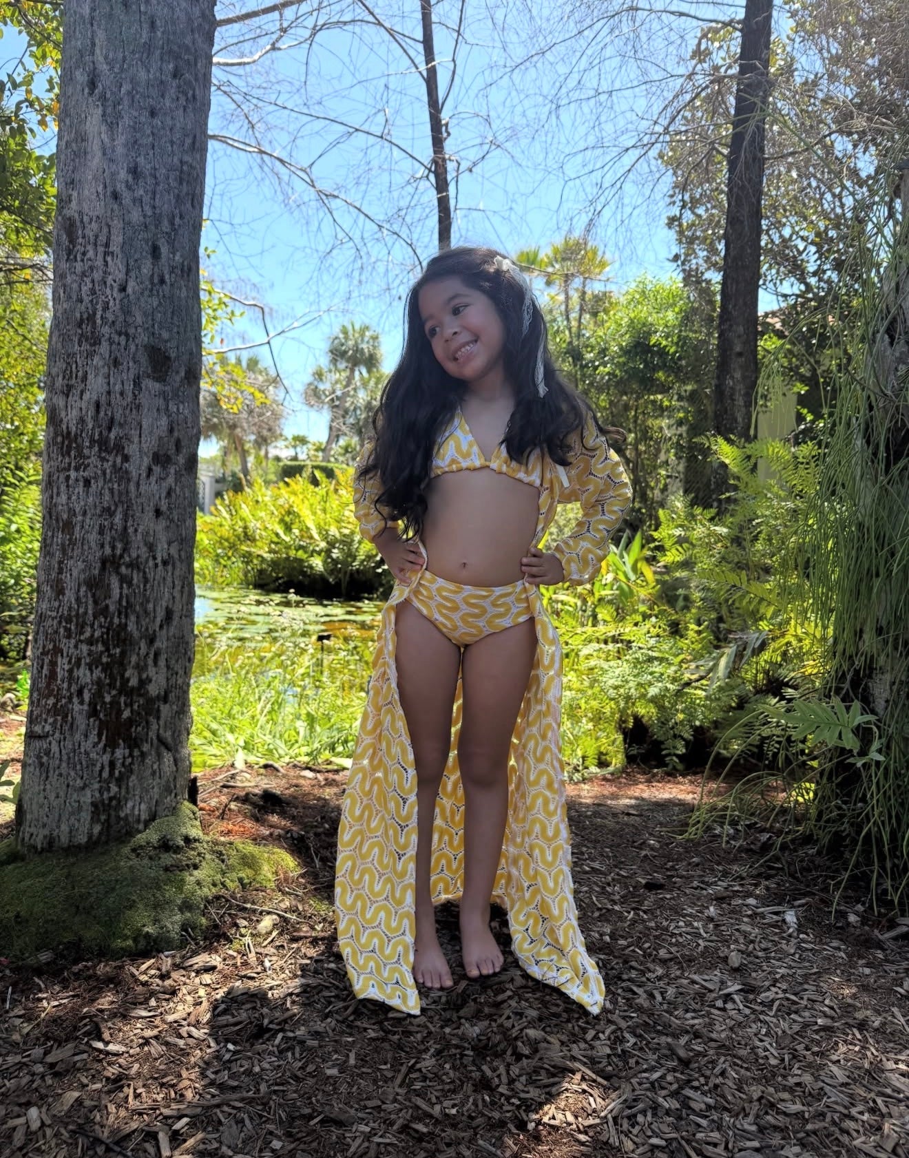 Knit Classic Triangle High Waist Kimono Resort Set
